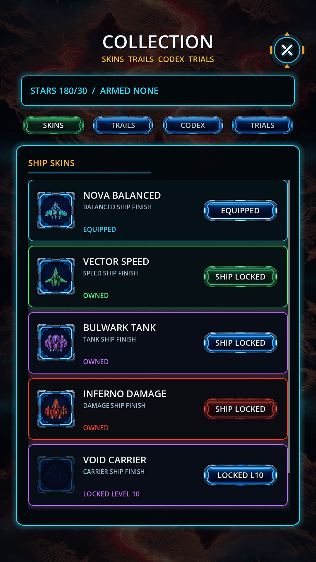 Collections screen